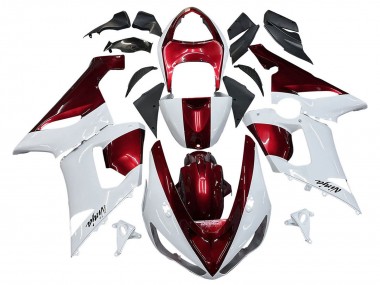 Carénages Moto Kawasaki ZX6R 2005-2006 - Blanc Rouge Vendre