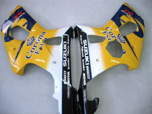 Carénages Moto Suzuki GSXR1000 2000-2002 - Jaune Bleu Foncé Blanc Motul Corona