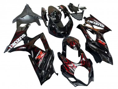 Carénages Moto Suzuki GSXR 1000 2007-2008 - Noir Rouge Flamme Vendre