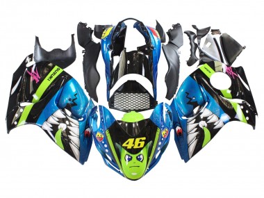 Carénages Moto Suzuki GSXR 1300 Hayabusa 2008-2020 - Bleu Vert Noir Requin 46 Vendre