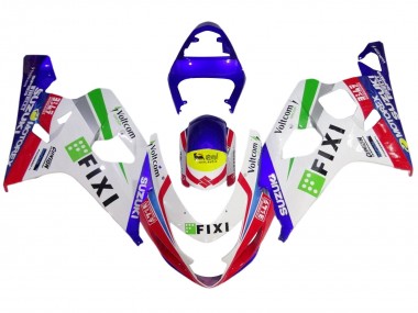 Carénages Moto Suzuki GSXR 600 / GSXR 750 2004-2005 - Blanc Bleu Rouge Jaune Vert Fixi Vendre