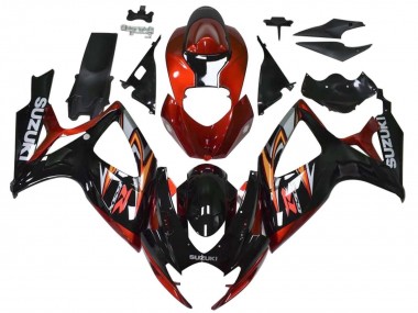 Carénages Moto Suzuki GSXR 600 / GSXR 750 2006-2007 - Rouge Noir Brillant Orange Vendre