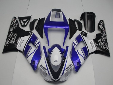 Carénages Moto Yamaha YZF R1 1998-1999 - Bleu Blanc Noir Brillant Yamalube Motards Vendre