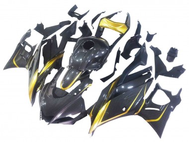 Carénages Moto Yamaha YZF R3/R25 2019-2021 - Or Noir Fibre de Carbone Vendre