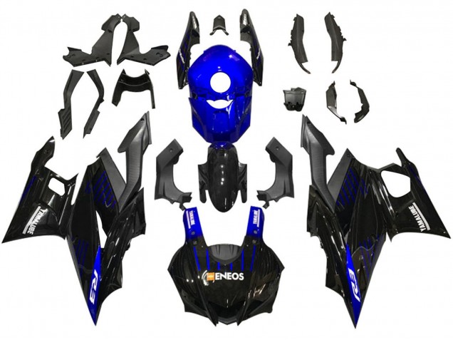Carénages Moto Yamaha YZF R3/R25 2019-2021 - Bleu Noir Fibre de Carbone ENEOS Yamalube