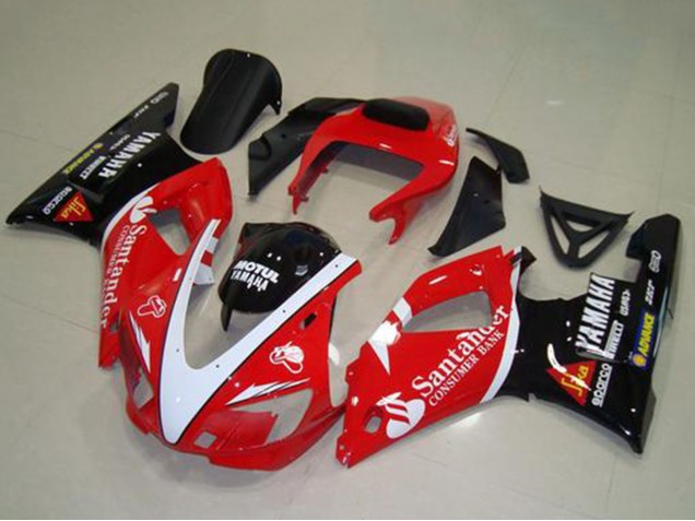 Carénages Moto Yamaha YZF R1 1998-1999 - Rouge Blanc Noir Brillant Motul Santander