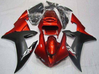 Carénages Moto Yamaha YZF 1000 R1 2002-2003 - Rouge Noir Mat Vendre