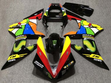 Carénages Moto Yamaha YZF 1000 R1 2002-2003 - Noir Brillant Rouge Jaune Vert Movistar Semakin Didepan Vendre