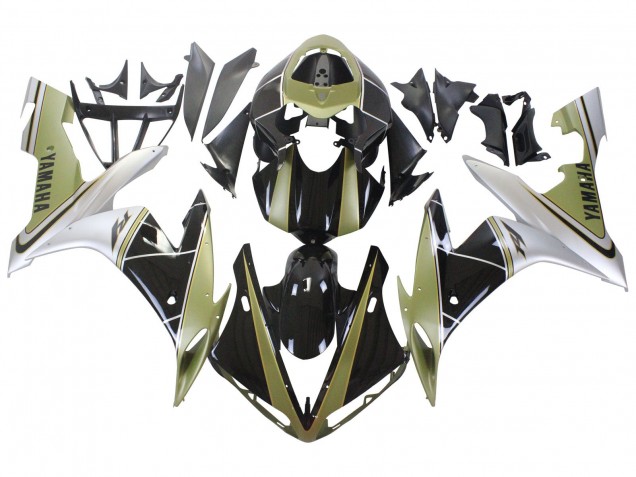 Carénages Moto Yamaha YZF 1000 R1 2004-2006 - Or Clair Blanc Noir Brillant