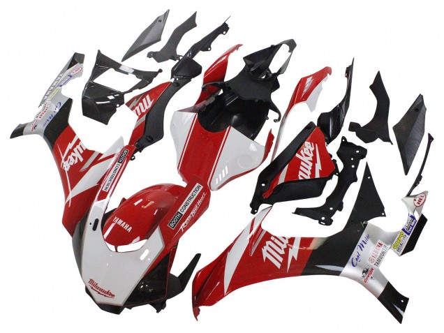 Carénage Moto Yamaha YZF 1000 R1 2015-2019 - Blanc Rouge Noir Milwaukee