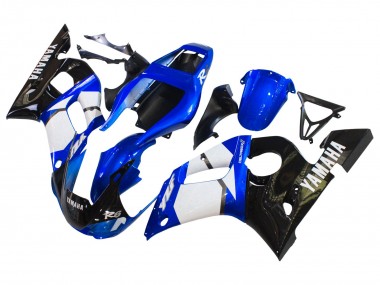 Carénages Moto Yamaha YZF 600 R6 1998-2002 - Blanc Bleu Noir Brillant Vendre