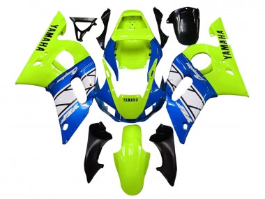 Carénages Moto Yamaha YZF 600 R6 1998-2002 - Vert Néon Bleu Blanc Champions Vendre