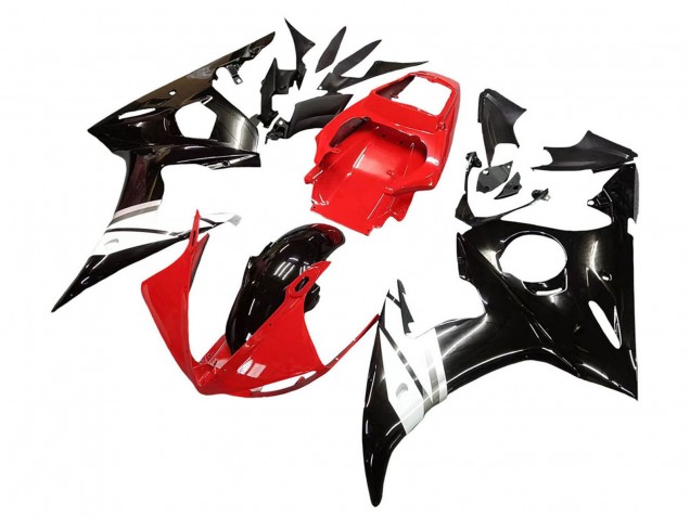 Carénages Moto Yamaha YZF R6S 2006-2009 - Rouge Blanc Noir Brillant