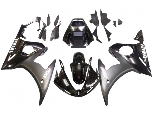 Carénages Moto Yamaha YZF R6 2003-2004 - Noir Brillant Noir Mat Blanc Décalque