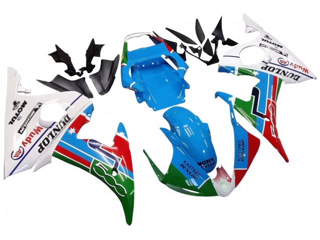 Carénages Moto Yamaha YZF R6S 2006-2009 - Blanc Bleu Vert Rouge Kastinee Dunlop Motul