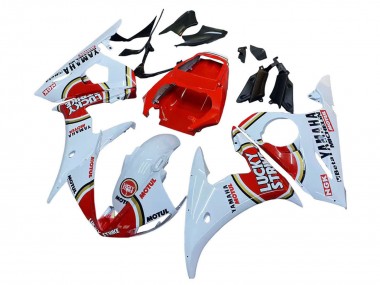 Carénages Moto Yamaha YZF R6S 2006-2009 - Blanc Rouge Lucky Strike Motul Vendre