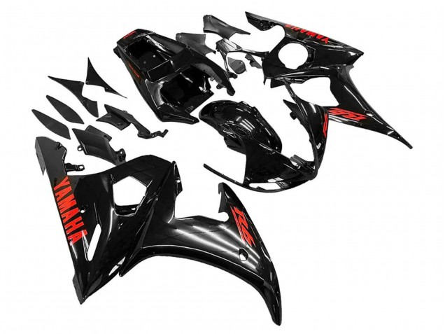 Carénages Moto Yamaha YZF R6S 2006-2009 - Noir Brillant Rouge