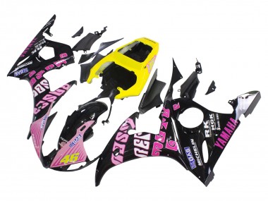 Carénages Moto Yamaha YZF 600 R6 2005 - Noir Rose Jaune Repsol 46 Vendre