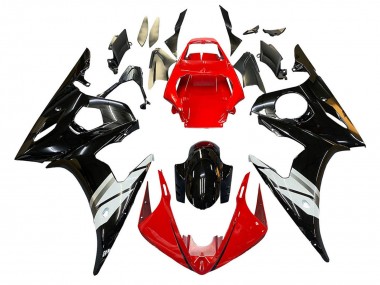 Carénages Moto Yamaha YZF 600 R6 2005 - Rouge Blanc Noir Brillant Vendre
