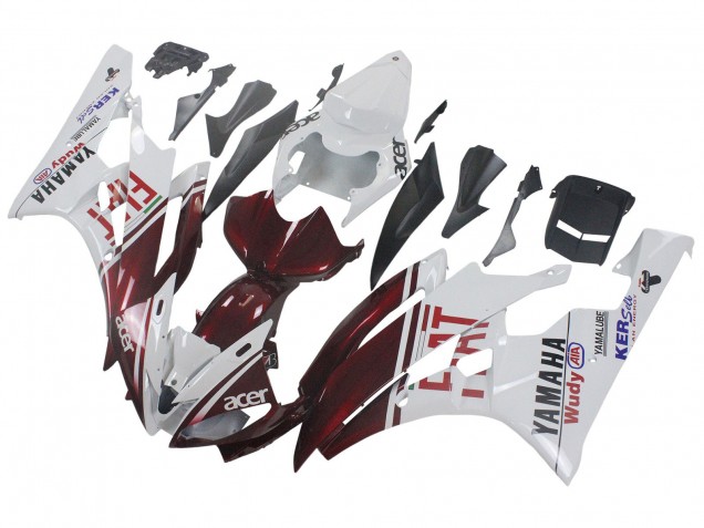 Carénages Moto Yamaha YZF 600 R6 2006-2007 - Blanc Rouge Marron Fiat Acer Yamalube