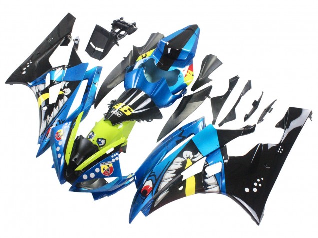 Carénages Moto Yamaha YZF 600 R6 2006-2007 - Bleu Vert Néon Noir Requin