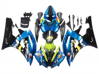 Carénages Moto Yamaha YZF 600 R6 2006-2007 - Bleu Vert Néon Noir Requin Vendre