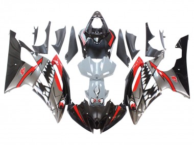 Carénages Moto Yamaha YZF 600 R6 2008-2016 - Argent Noir Rouge Requin 4 Vendre