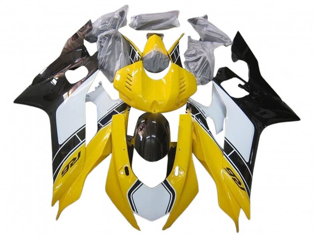 Carénages Moto Yamaha YZF 600 R6 2017-2023 - Blanc Jaune Noir Brillant