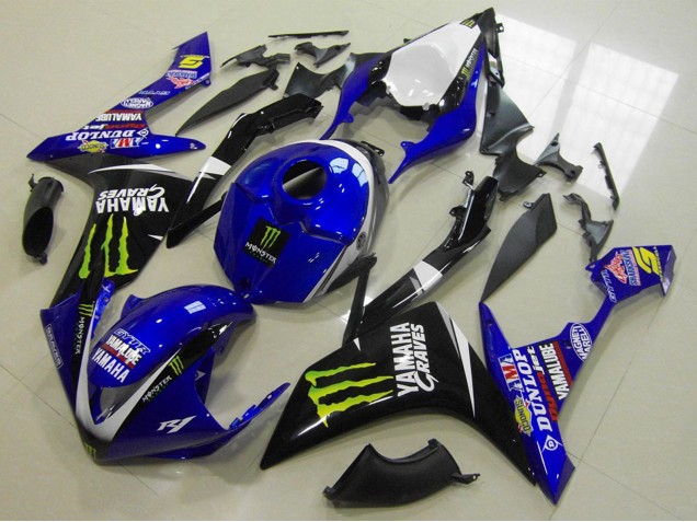 Carénages Moto Yamaha YZF R1 2007-2008 - Blanc Bleu Noir Vert Monstre
