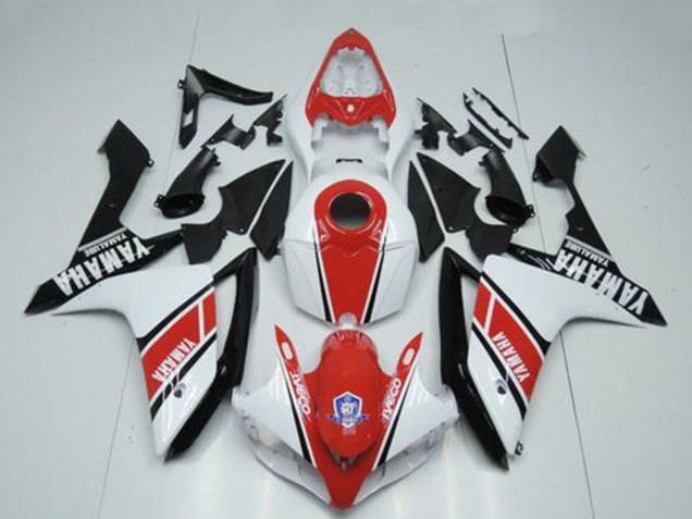 Carénages Moto Yamaha YZF R1 2007-2008 - Blanc Rouge Noir Brillant