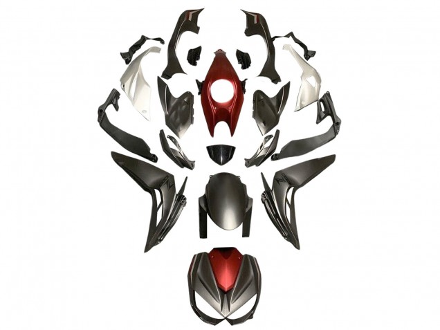 Carénages Moto Kawasaki Z1000 2014-2019 - Argent Rouge Noir Mat