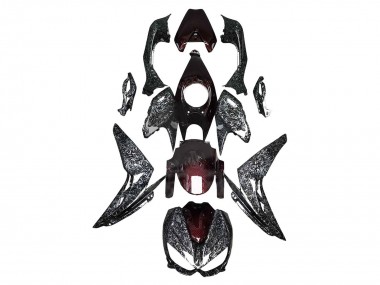 Carénages Moto Kawasaki Z1000 2014-2019 - Noir Rouge Fibre de Carbone Forgée Vendre