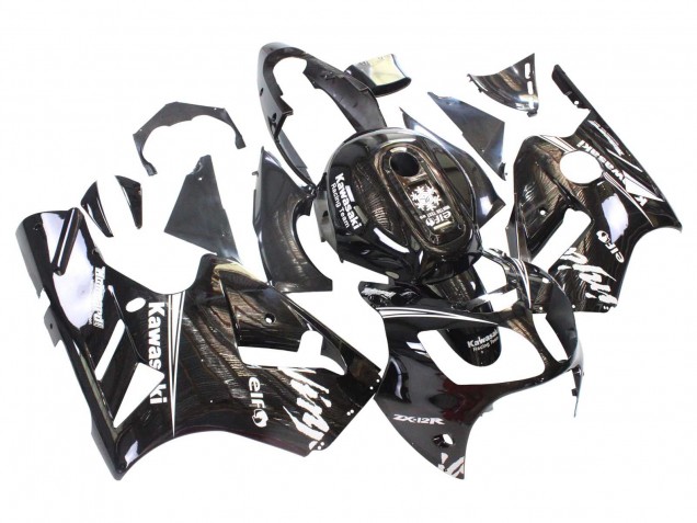 Carénages Moto Kawasaki ZX12R 2000-2001 - Noir Brillant Blanc Elf Neige
