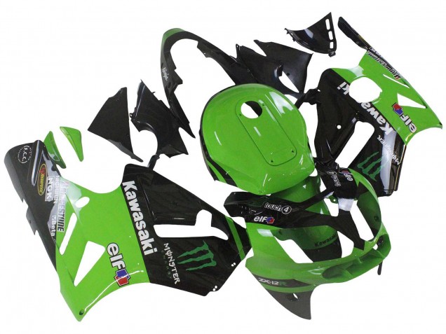 Carénage Moto Kawasaki ZX12R 2002-2006 - Vert Noir Brillant Elf Touch4 Monstre