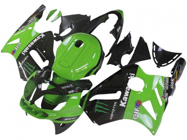 Carénage Moto Kawasaki ZX12R 2002-2006 - Vert Noir Brillant Elf Touch4 Monstre