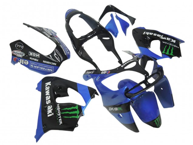 Carénages Moto Kawasaki ZX12R 2002-2006 - Bleu Noir Vert Blanc Elf Monstre