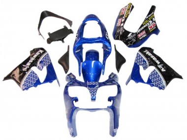 Carénages Moto Kawasaki ZX9R 2000-2001 - Bleu Blanc Noir Brillant Vendre