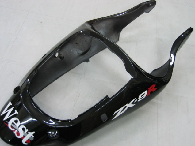 Carénages Moto Kawasaki ZX9R 2000-2001 - Noir Brillant Blanc West
