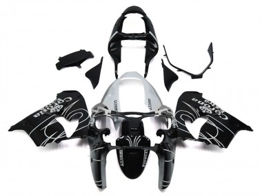 Carénages Moto Kawasaki ZX9R 2000-2001 - Noir Brillant Blanc Corona Extra Vendre