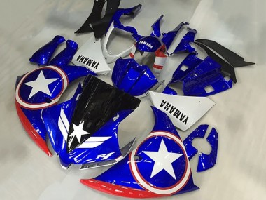 Carénages Moto Yamaha YZF R1 2009-2011 - Bleu Blanc Rouge Noir Étoile Captain America Vendre