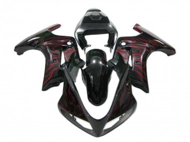 Carénages Moto Suzuki SV650 2003-2013 - Noir Brillant Rouge Flamme Vendre
