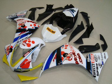 Carénages Moto Yamaha YZF R1 2009-2011 - Blanc Rouge Jaune Noir Pepe Phone Dark Dog Vendre
