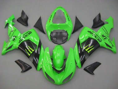 Carénages Moto Kawasaki ZX10R 2006-2007 - Vert Noir Brillant Monstre Dunlop Vendre