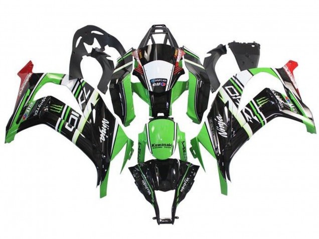 Carénages Moto Kawasaki ZX10R 2011-2015 - Vert Noir Blanc Rouge Bande Monstre