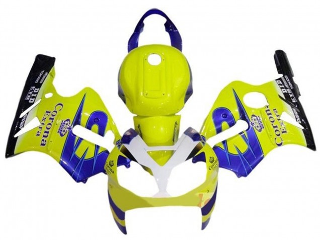 Carénages Moto Kawasaki ZX12R 2000-2001 - Jaune Blanc Bleu Corona Extra