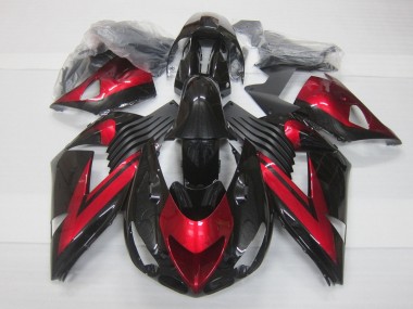 Carénages Moto Kawasaki ZX14R ZZR1400 2006-2011 - Bonbon Rouge Noir Brillant Vendre