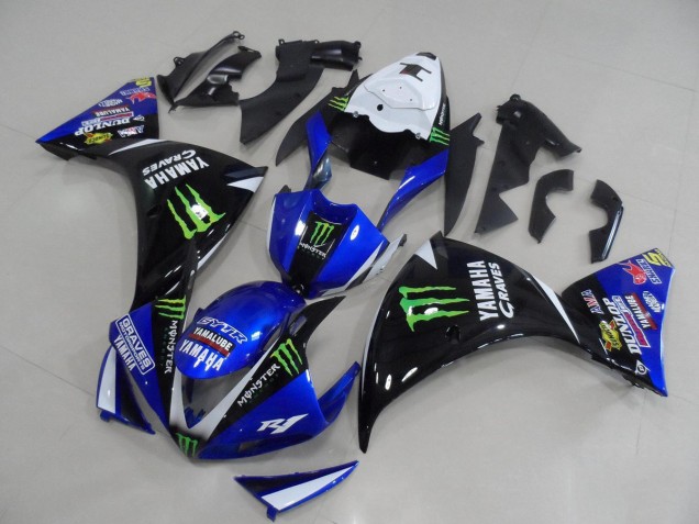 Carénages Moto Yamaha YZF R1 2012-2014 - Blanc Bleu Noir Brillant Vert Graves Yamalube Monstre