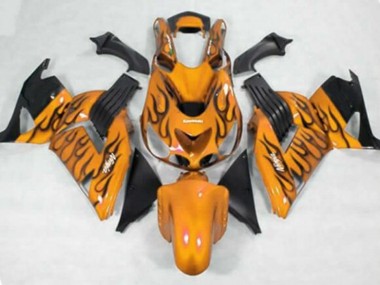 Carénages Moto Kawasaki ZX14R ZZR1400 2006-2011 - Orange Noir Flamme Vendre