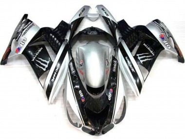 Carénages Moto Kawasaki ZX14R ZZR1400 2006-2011 - Argent Noir Elf Touch4 Monstre Bridgestone Vendre