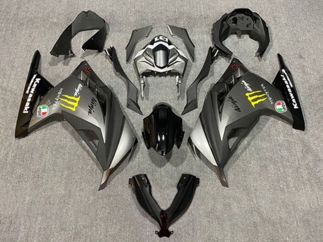 Carénages Moto Kawasaki EX300 2013-2017 - Gris Mat Noir Jaune Monstre